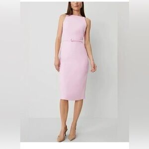 NWT $159 ANN TAYLOR BELTED SHEATH DRESS pink sz 2